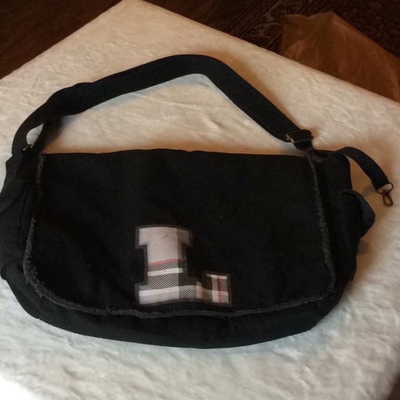 Canvas Messenger Bag with L Plaid Monogram - Picture 1 of 7
